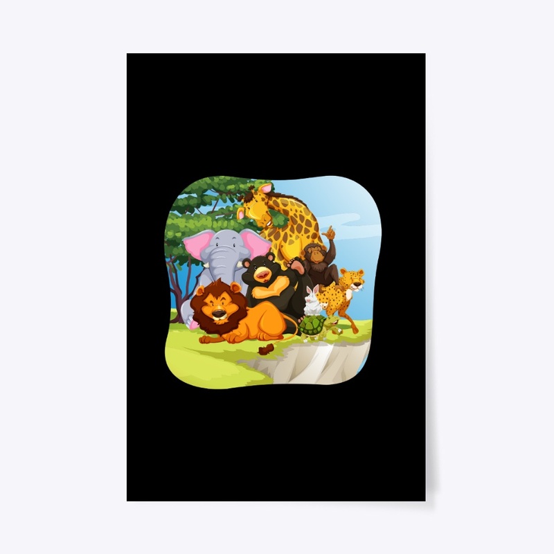 Kids Colorful Wildlife Graphic Tshirt