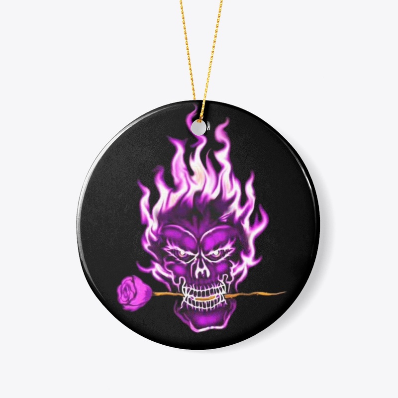 "Black Flaming Skull Tee" 
