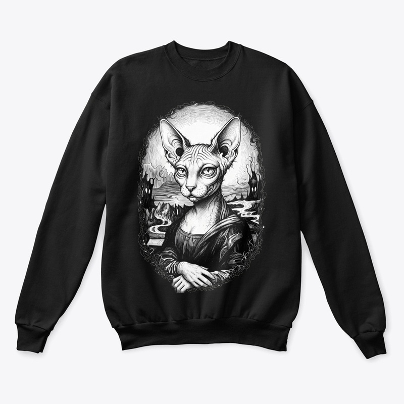 Sphynx Mona Lisa: Gothic Ink Art