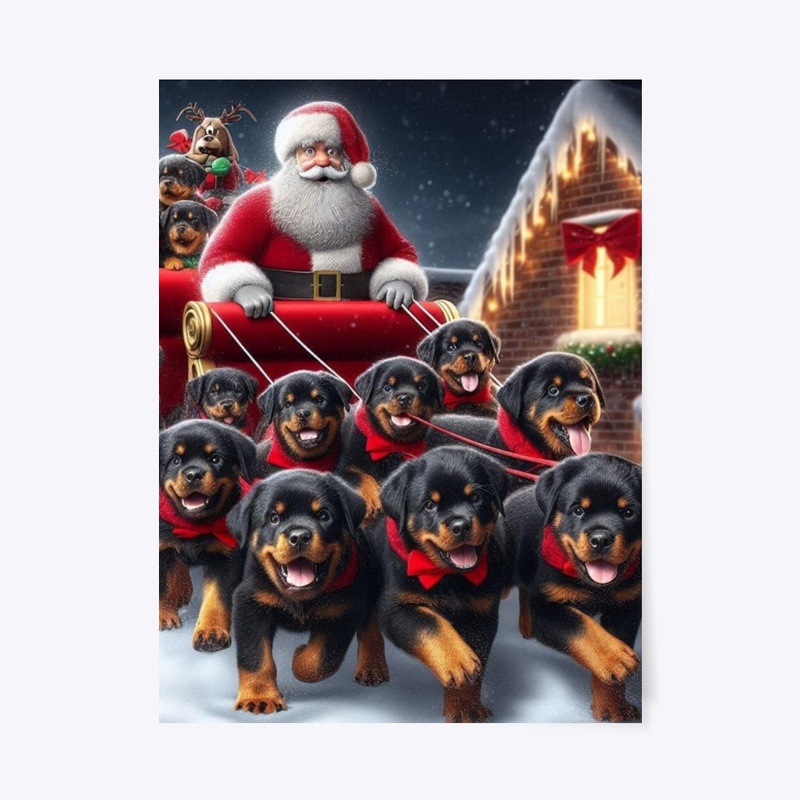 Rottweiler Puppies and Santa