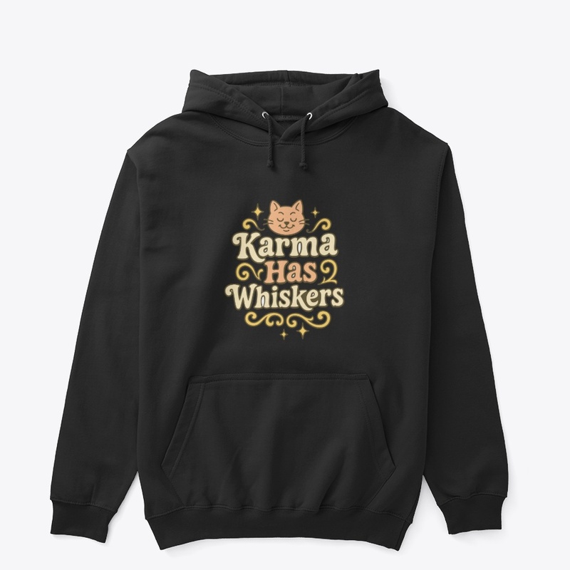 Karma Has Whiskers Retro Cat Tee Gift