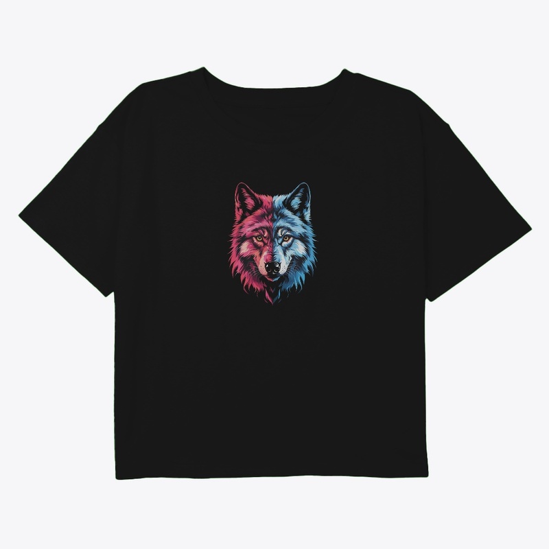 Duality Wolf - Red and Blue Spirit Art