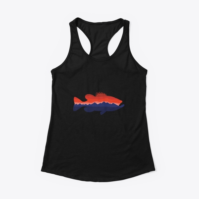 Largemouth Bass Mountains Silhouette 