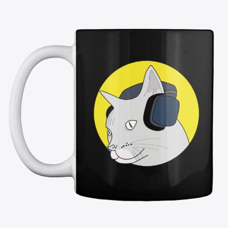 Musical Cat with a Headphone