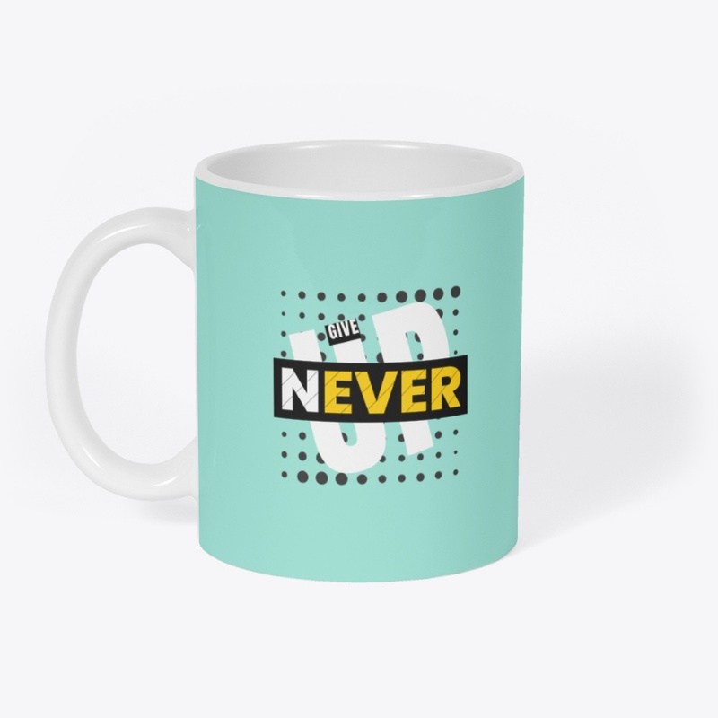 Black White Yellow Never Give Up Mugs 