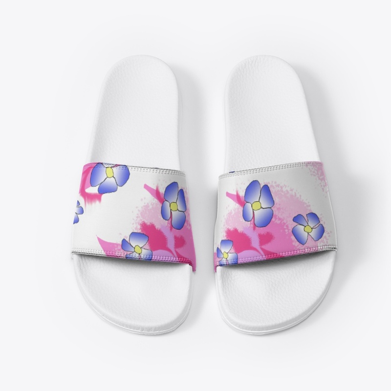 Blue Flowers On Pink