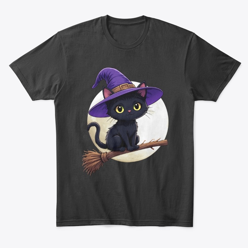 Black Cat Witch Halloween Tee