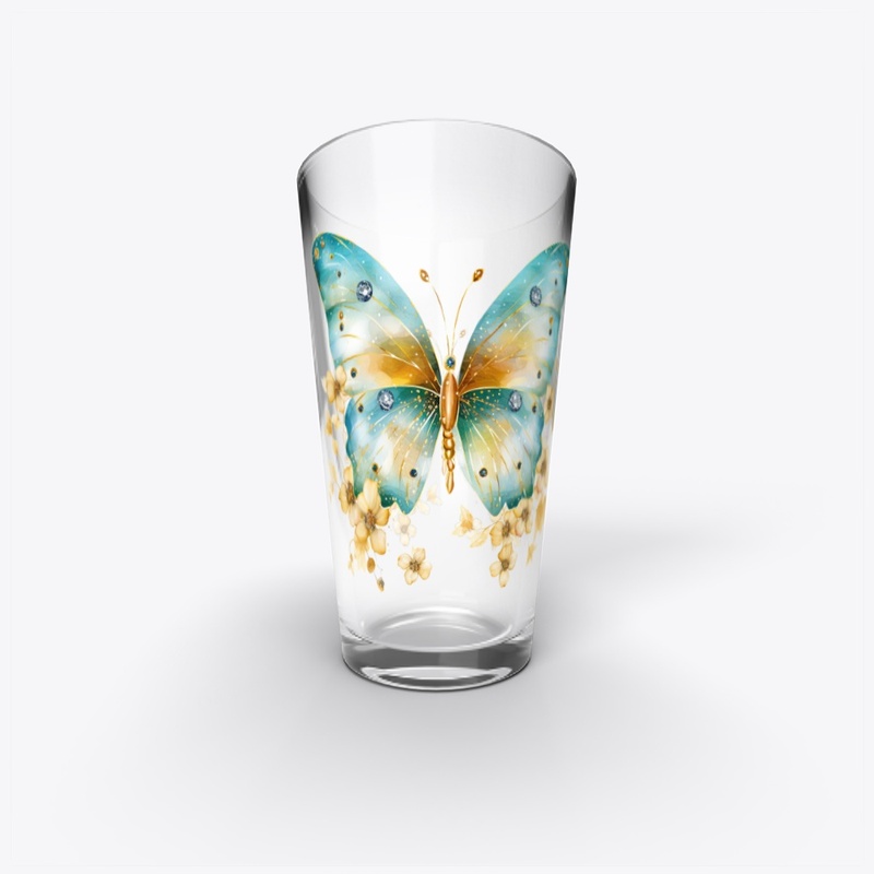 Orange and Light Blue Butterfly Mug