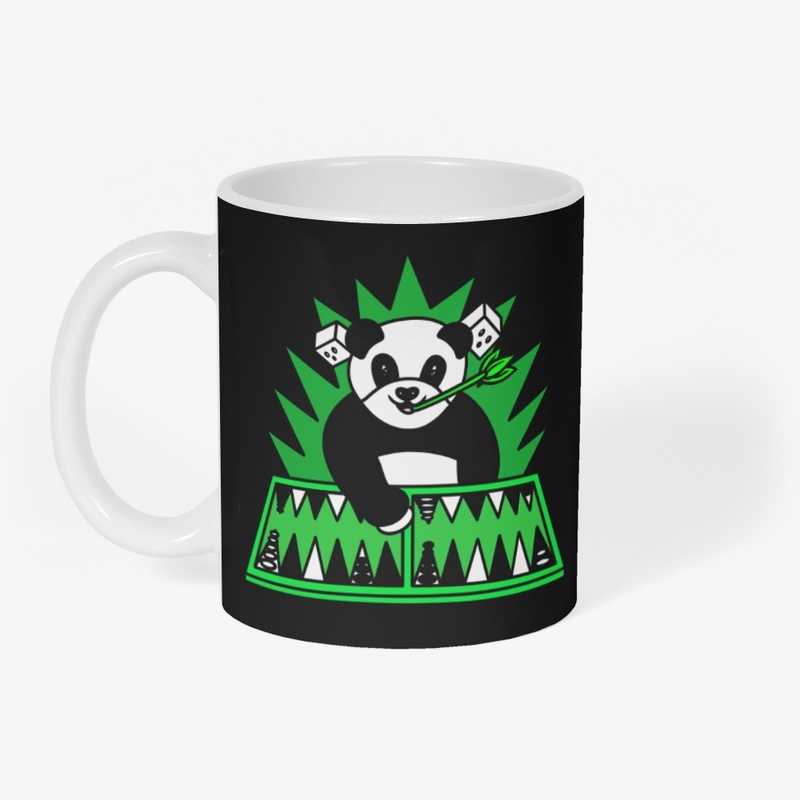 Funny panda play backgammon