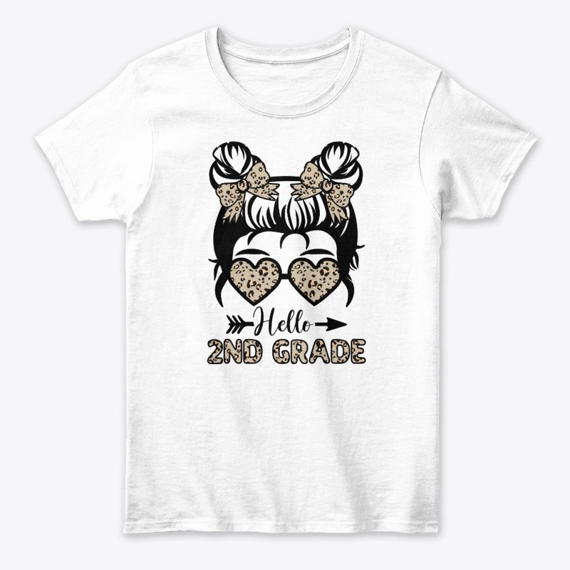 Hello 2nd Grade Messy Bun - Leopard