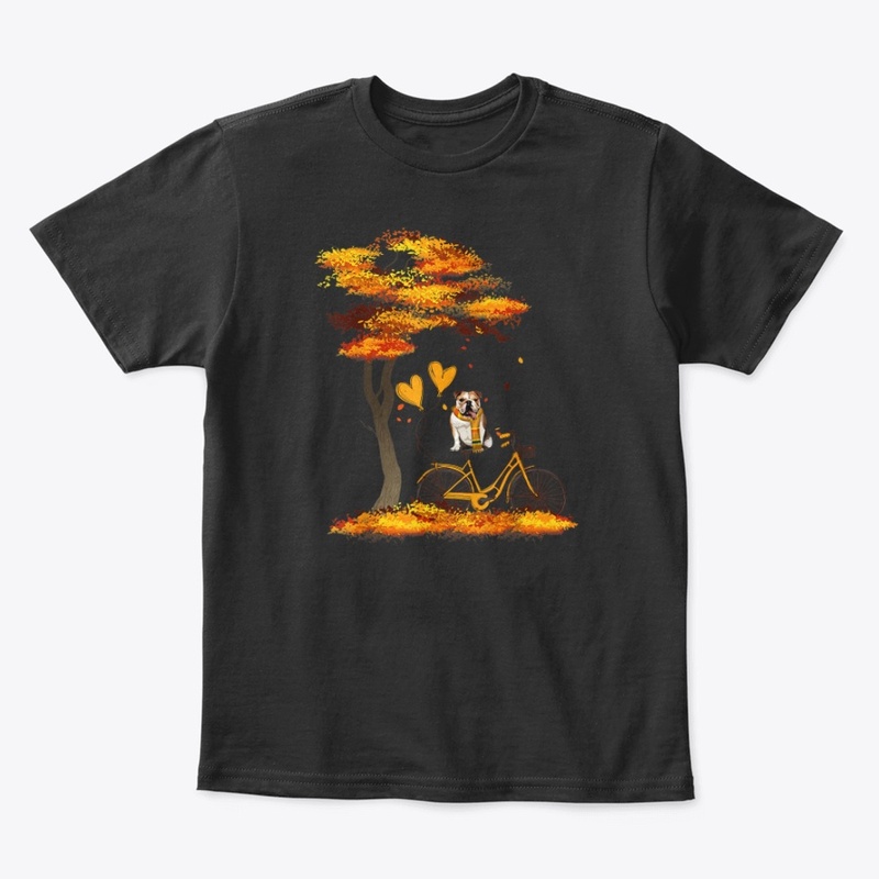 Maple Bulldog Bike Leaf Autumn Shirt