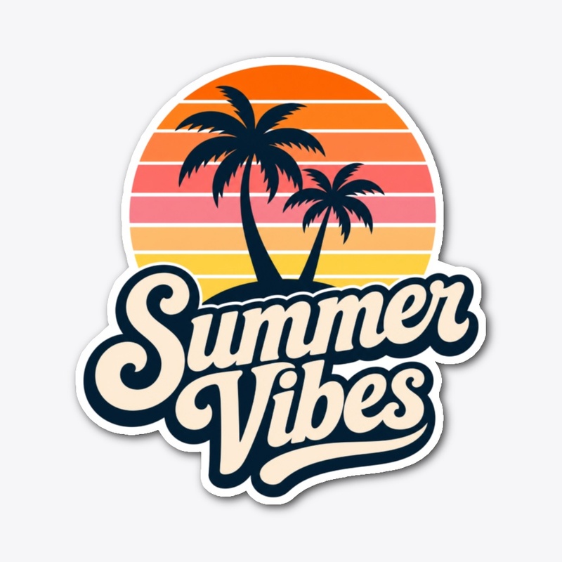 Summer Vibes Sunset Palm Trees Graphic