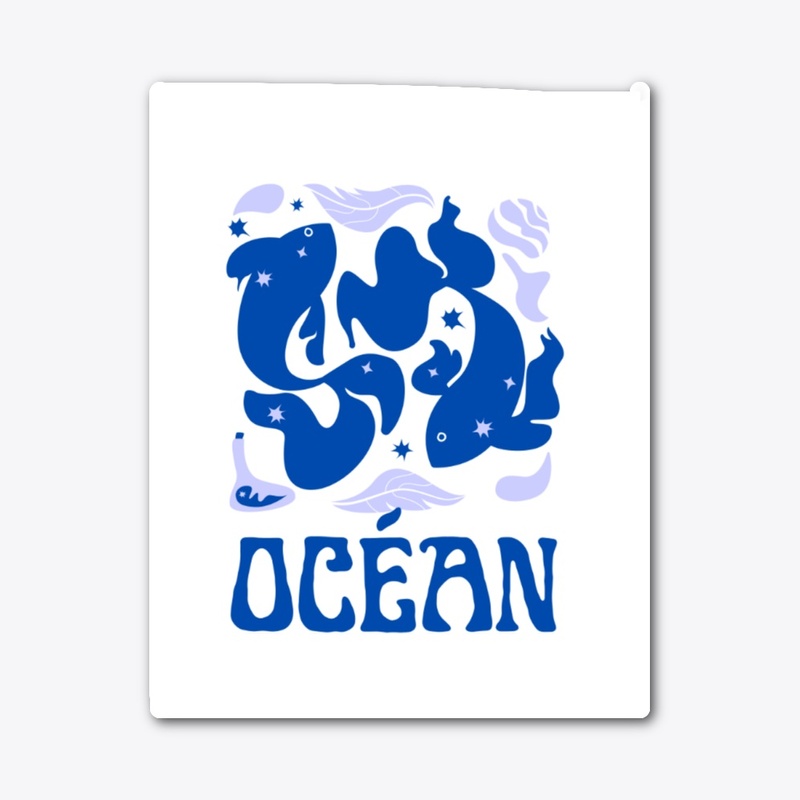 Minimalist Ocean Tee – Blue & Lavender