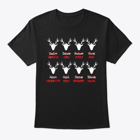 Funny Deer Hunting Shirt Santas Reindeer Black áo T-Shirt Front