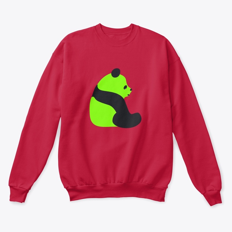 Neon Green Sitting Panda  Black Features