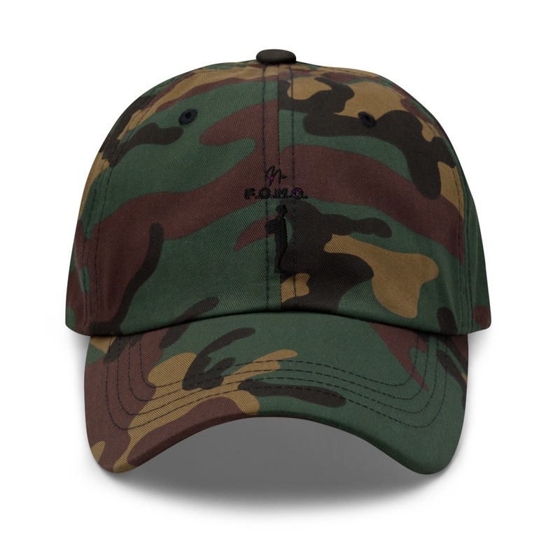 No fomo dad hat black stitch