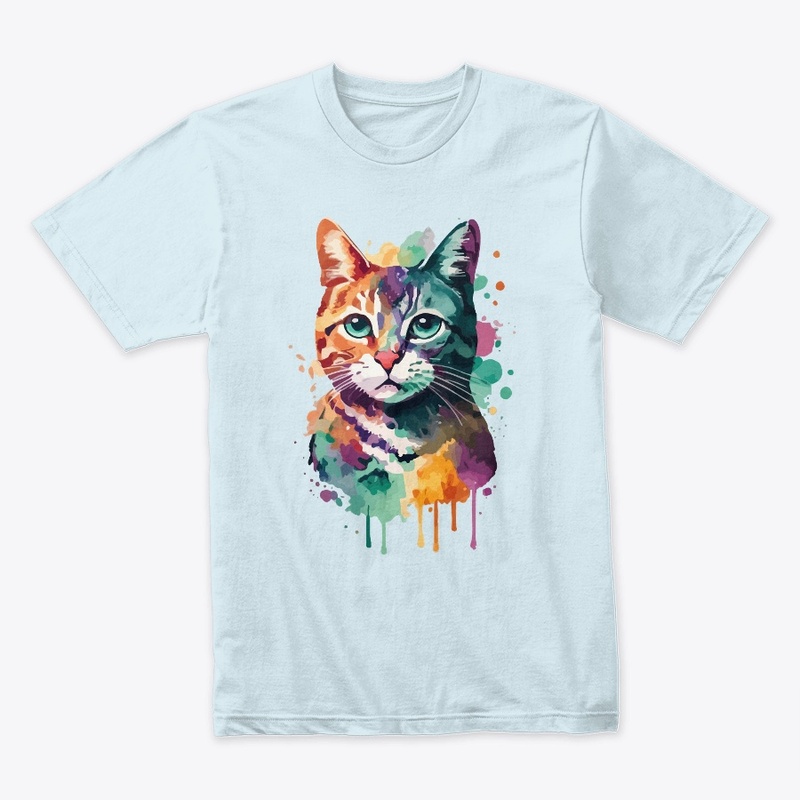 Cat Water Color T-Shirt