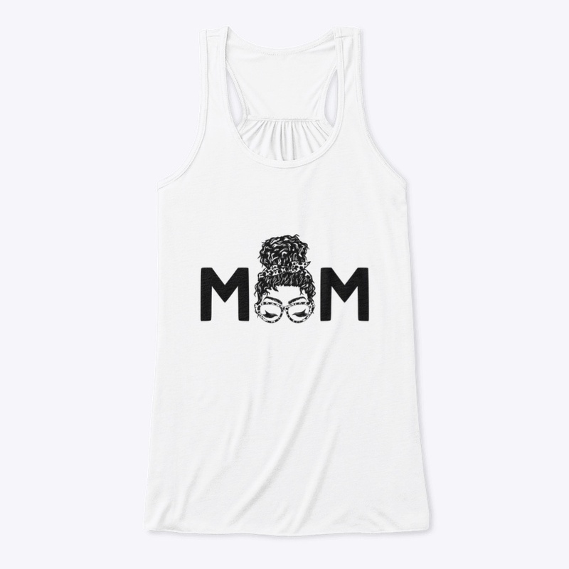 Mom curly hair messy bun cat eye glasses
