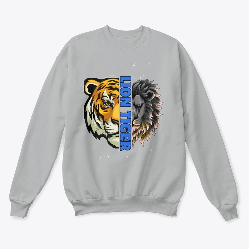 Lion Tiger white long Sleeve-Hodie (Man)
