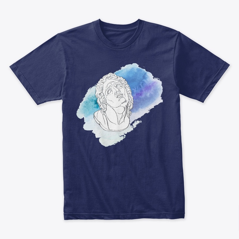 Greek Sculpture Head x Aqua Watercolor
