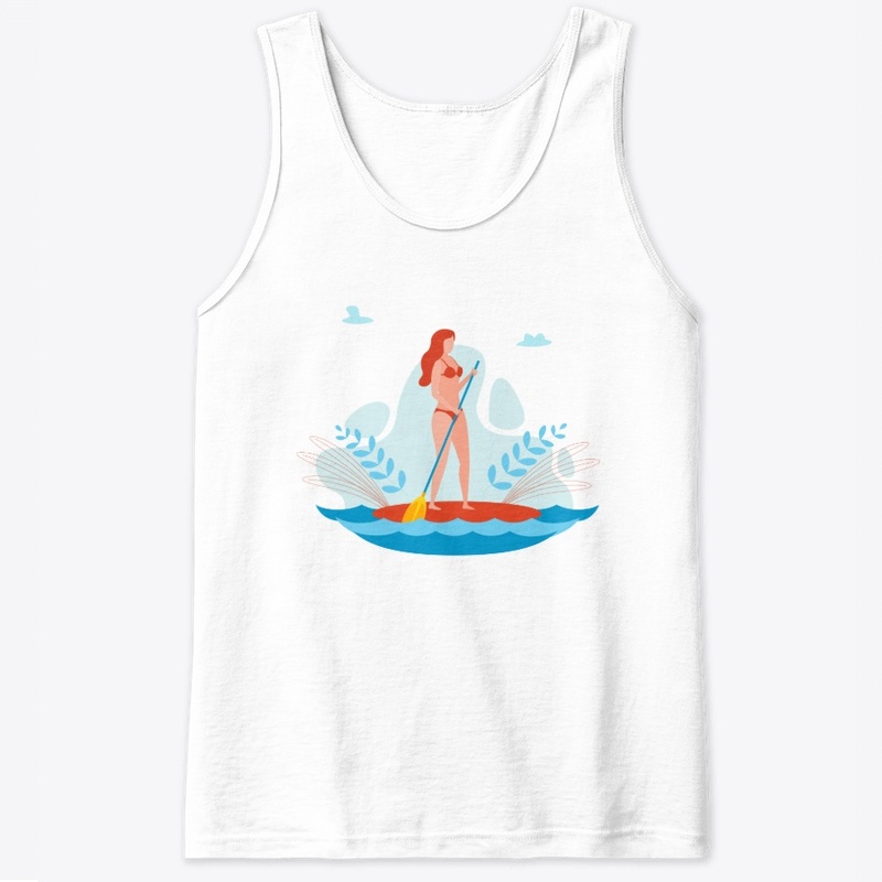 SUP paddle board woman illustration