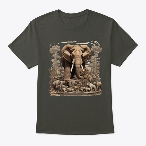 South African Elephant Art Smoke Gray T-Shirt Front