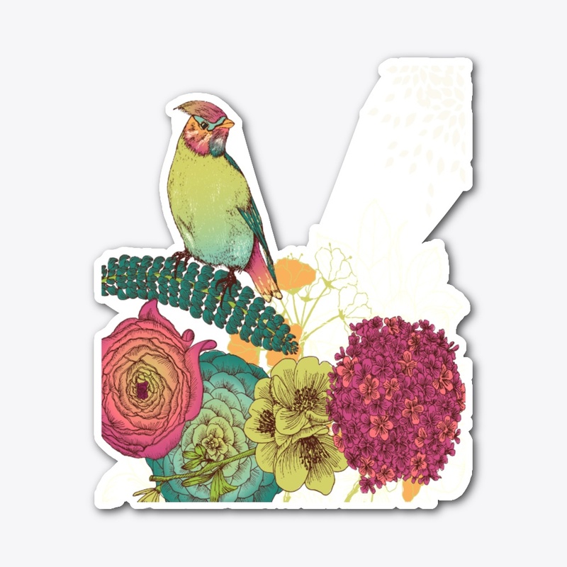  Bird and flowers