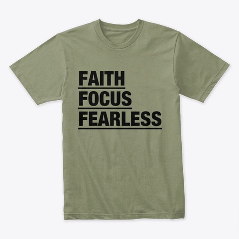 Faith Focus Fearless Line Light Olive T-Shirt Front