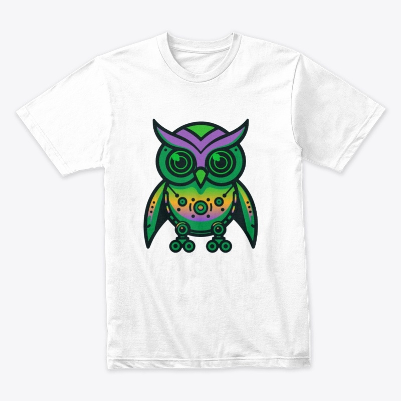 neon rainbow owl mecha