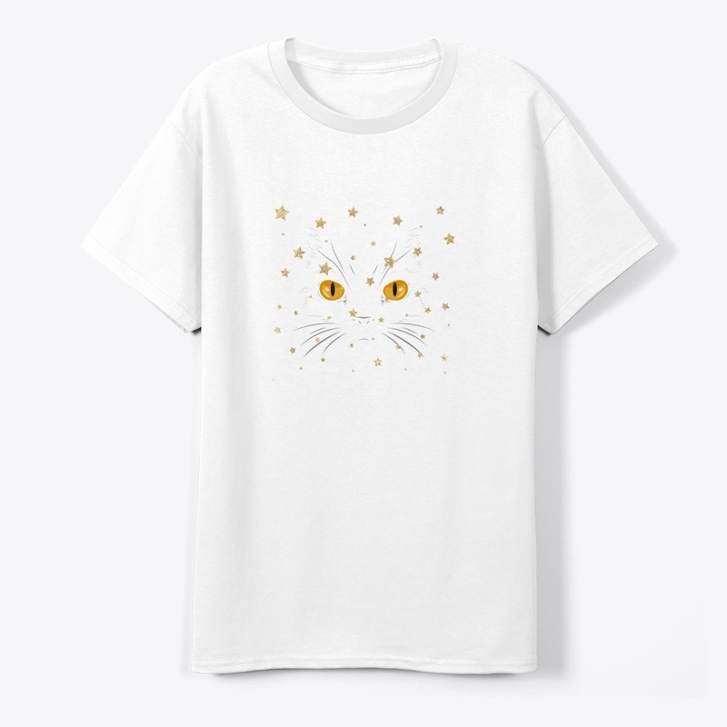 cute cat face & stars or meow