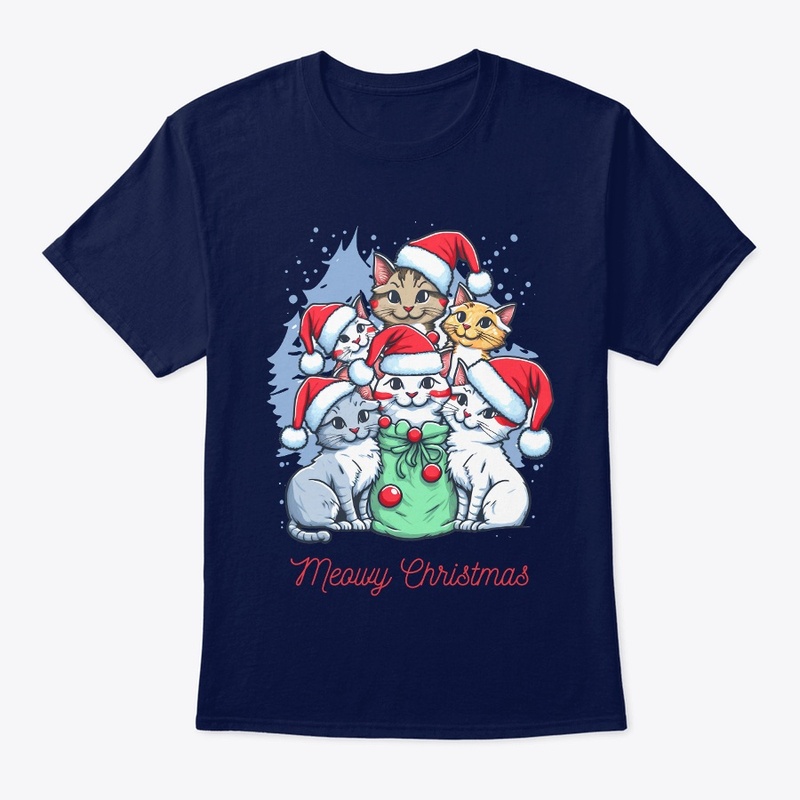 Cute Cat wishing Merry Christmas shirs
