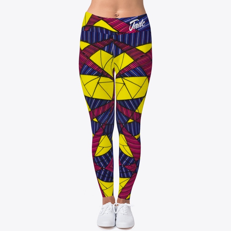 Pink Yellow Abstract Leggings 