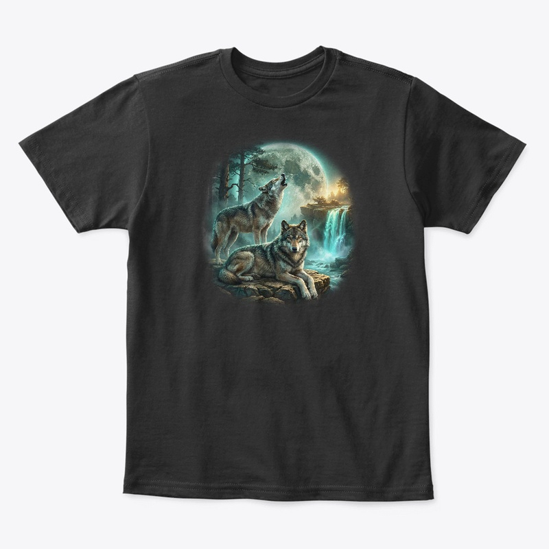 Twin Wolves Moon Falls Tee