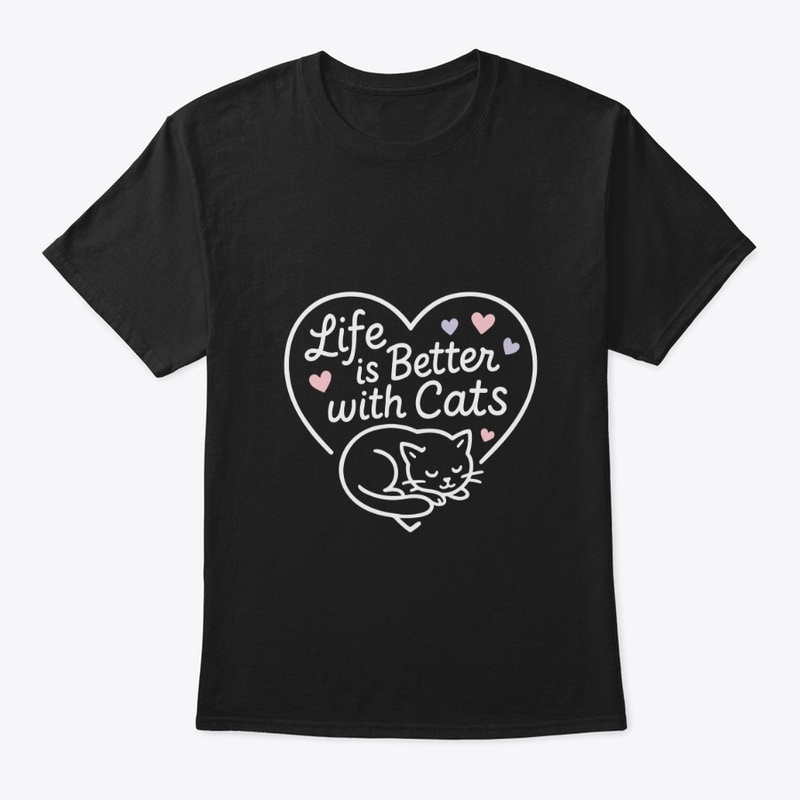 Life Is Better With Cats Line Heart 
