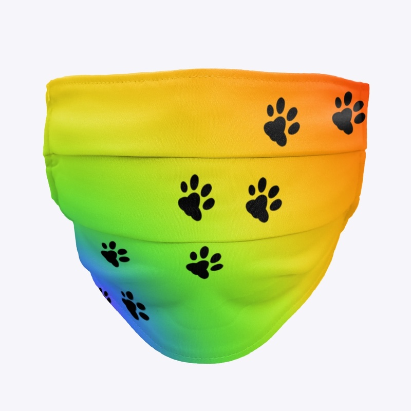 Rainbow paw  print  mask covering