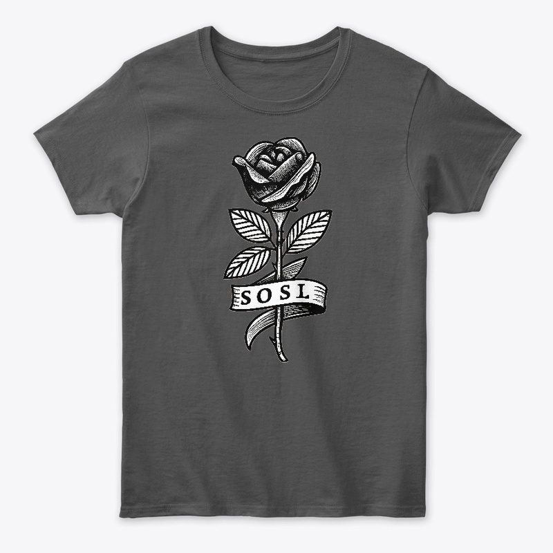 Single rose womens tee in monochrome