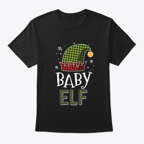Baby Elf Plaid Christmas Shirt Kids Matc Black T-Shirt Front