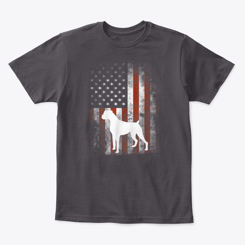 White Boxer Dog Shirt Patriotic American