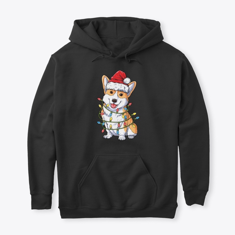 Corgi Santa Hat Xmas Lights Christmas