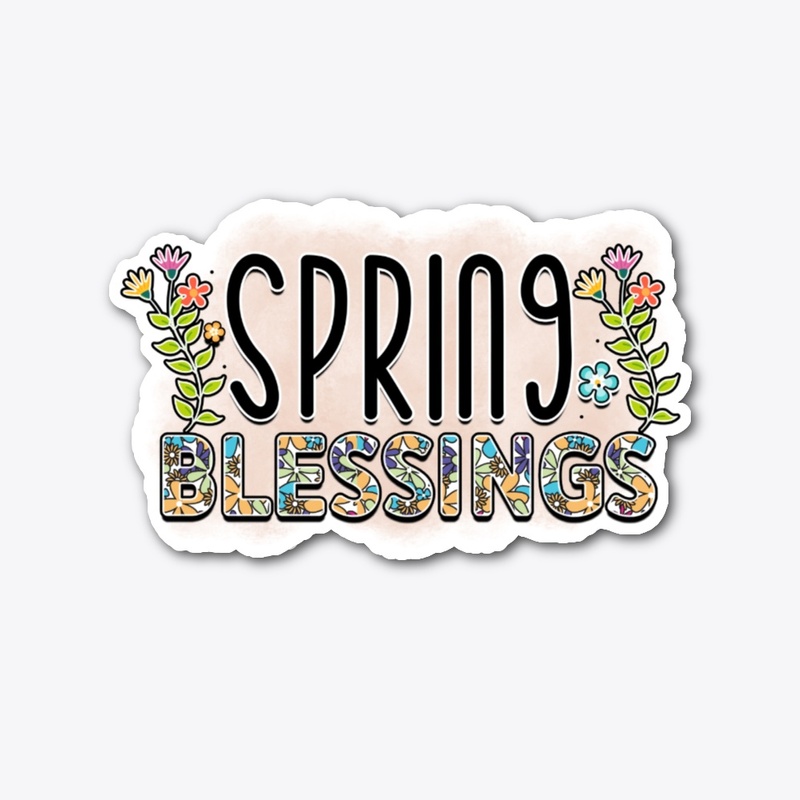Spring Blessings Floral Text