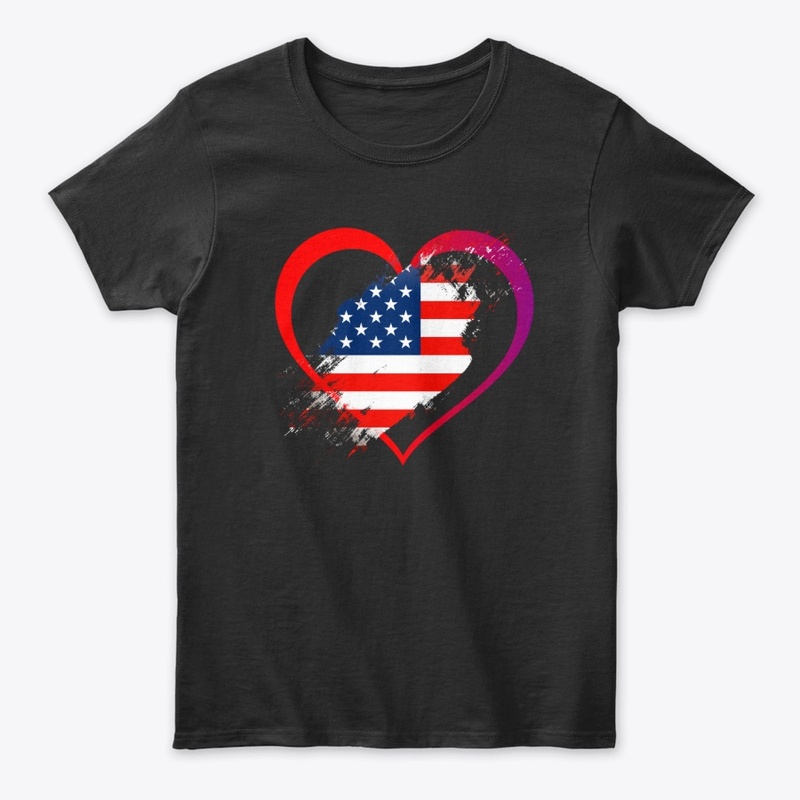 american flag in heart beautiful design 