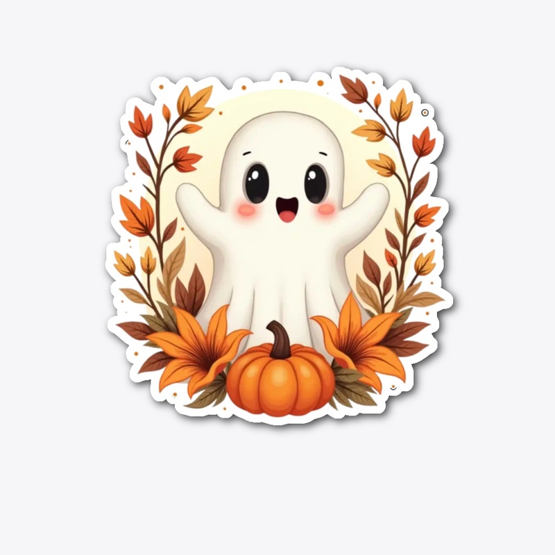 Cute Autumn Ghost Pumpkin T-Shirt