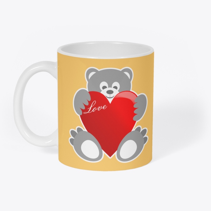 cute bear having big red heart