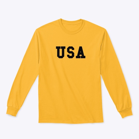 Usa Long Sleeve Gold T-Shirt Front