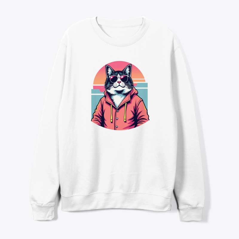 Cool Cat in Sunglasses and Hoodie-Retro