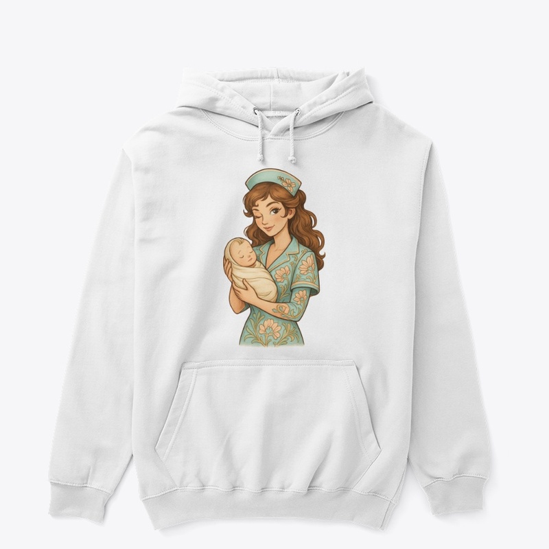 Floral Nurse and Baby Art