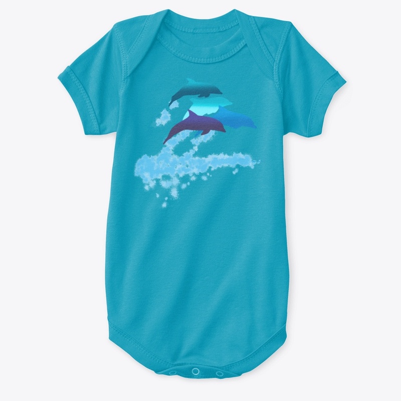 Dolphins leaping watercolour