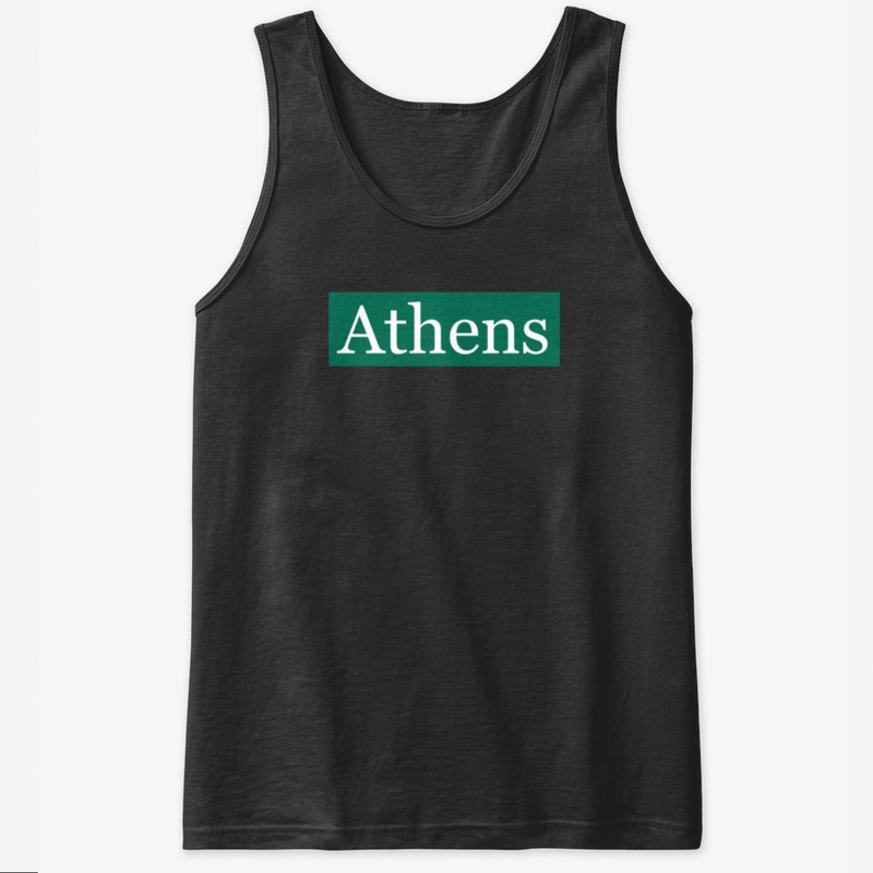Athens Written in White on Green