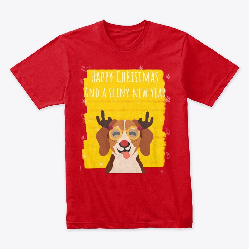 Happy Christmas and new year, happy dog