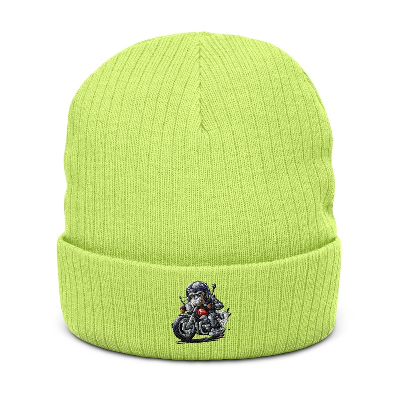 Monkey Ribbed Knit Beanie | Atlantis